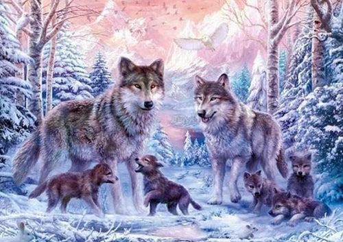 Broderie Diamant | Broderie Diamant - Les Loups | animaux Broderie Animaux lapins loups | FiguredArt