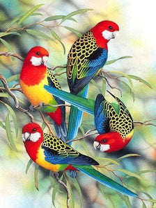 Broderie Diamant | Broderie Diamant - Les Perroquets sur Branche | animaux Broderie Animaux oiseaux perroquets | FiguredArt