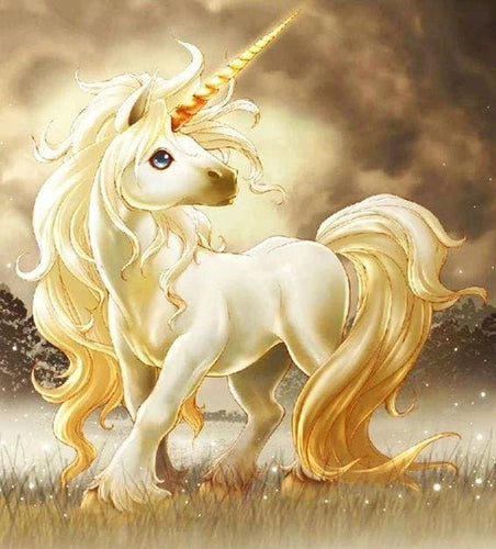 Broderie Diamant | Broderie Diamant - Licorne blanche | animaux Broderie Animaux licornes | FiguredArt