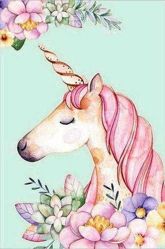 Broderie Diamant - Diamond Painting Licorne Dessin 40x50cm toile tendue sur châssis