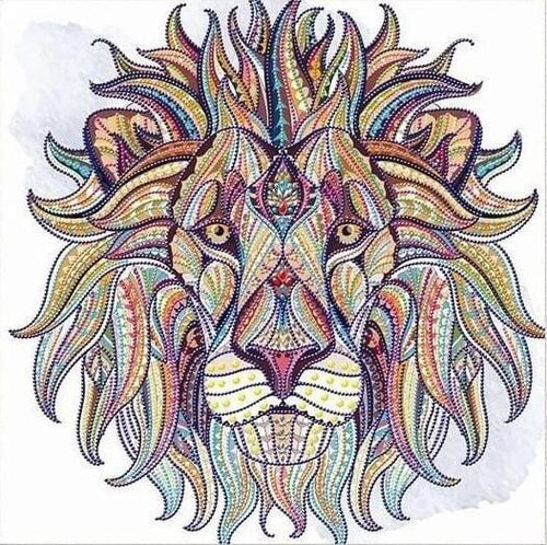 Broderie Diamant | Broderie Diamant - Lion abstrait | animaux Broderie Animaux lions | FiguredArt