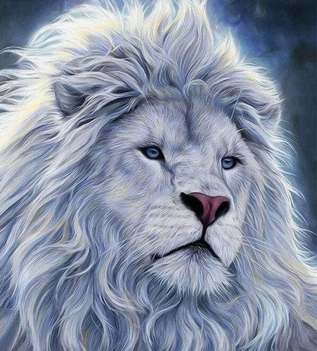 Broderie Diamant | Broderie Diamant - Lion Blanc | animaux Broderie Animaux lions | FiguredArt