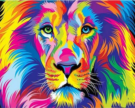 Broderie Diamant | Broderie Diamant - Lion PopArt | animaux Broderie Animaux lions Pop Art | FiguredArt