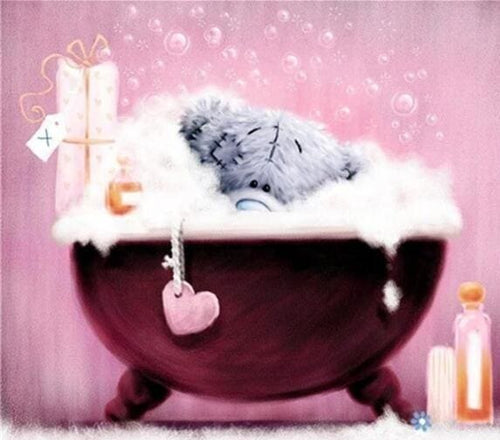 Broderie Diamant | Broderie Diamant - Nounours dans son bain | Broderie Romantique romantique | FiguredArt