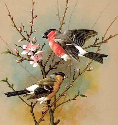 Broderie Diamant | Broderie Diamant - Oiseaux sur Petite Branche | animaux Broderie Animaux oiseaux | FiguredArt