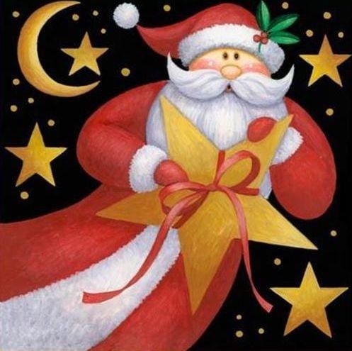 Broderie Diamant | Broderie Diamant - Père Noël Cartoon | Broderie Religion Noël | FiguredArt