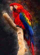 Charger l&#39;image dans la galerie, Broderie Diamant | Broderie Diamant - Perroquet rouge | animaux Broderie Animaux oiseaux perroquets | FiguredArt