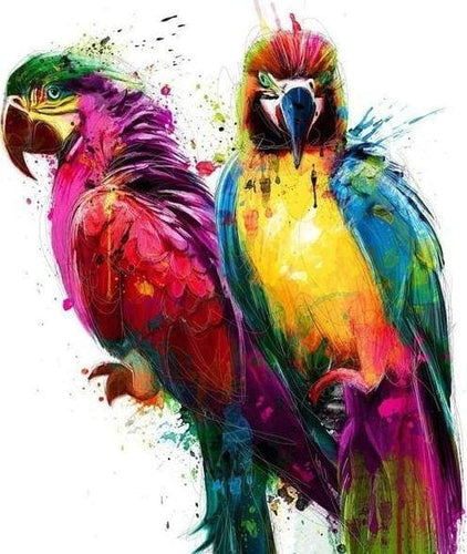 Broderie Diamant | Broderie Diamant - Perroquets en Peinture | animaux Broderie Animaux oiseaux perroquets | FiguredArt
