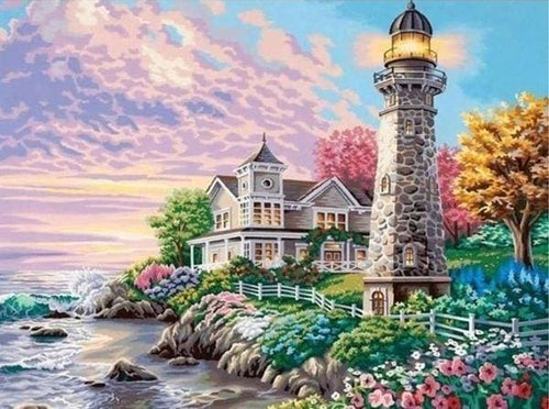 Broderie Diamant | Broderie Diamant - Petit Phare | Broderie Paysages paysages | FiguredArt
