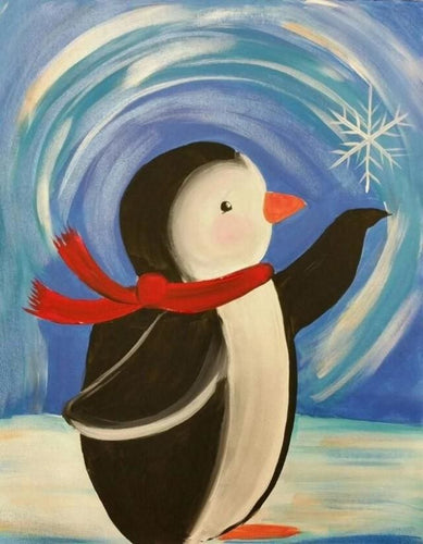 Broderie Diamant | Broderie Diamant - Pingouin à lEcharpe rouge | animaux Broderie Animaux | FiguredArt