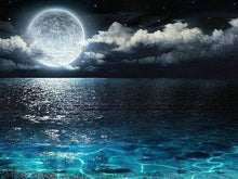 Charger l&#39;image dans la galerie, Broderie Diamant | Broderie Diamant - Pleine Lune et Reflets sur Mer | Broderie Paysages paysages | FiguredArt
