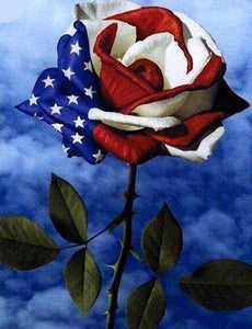 Broderie Diamant | Broderie Diamant - Rose drapeau américain | Broderie Fleurs fleurs | FiguredArt