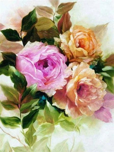 Broderie Diamant | Broderie Diamant - Roses anciennes | Broderie Fleurs fleurs | FiguredArt