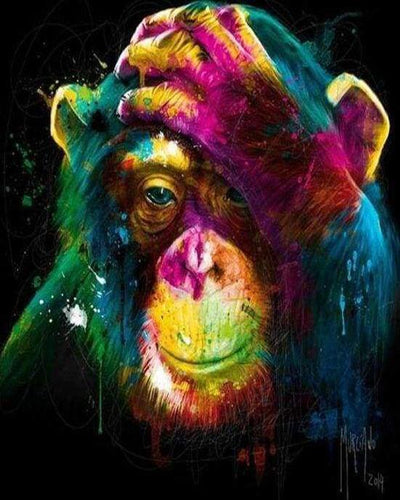 Broderie Diamant | Broderie Diamant - Singe en Couleur | animaux, Broderie Animaux, singes | FiguredArt