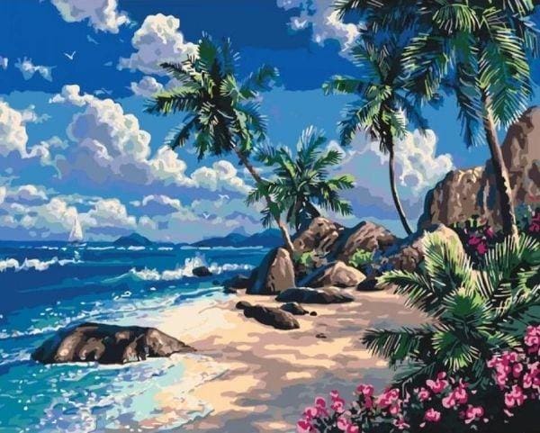 Broderie Diamant | Broderie Diamant - Sur la Plage | Broderie Paysages paysages | FiguredArt