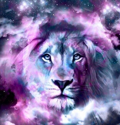 Broderie Diamant | Broderie Diamant - Tête de Lion Fantaisie | animaux Broderie Animaux lions | FiguredArt