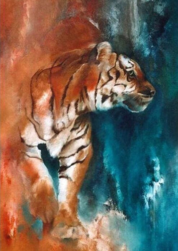 Broderie Diamant | Broderie Diamant - Tigre abstrait | animaux Broderie Animaux tigres | FiguredArt
