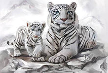 Charger l&#39;image dans la galerie, Broderie Diamant | Broderie Diamant - Tigres des Neiges | animaux Broderie Animaux hiver tigres | FiguredArt