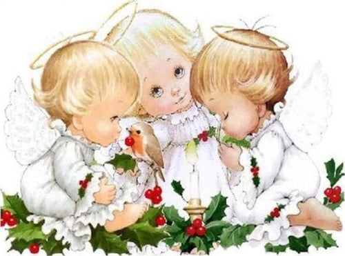 Broderie Diamant | Broderie Diamant - Trois Angelots | Broderie Religion | FiguredArt