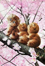 Charger l&#39;image dans la galerie, Broderie Diamant | Broderie Diamant - Trois chatons sur une Branche | animaux Broderie Animaux chats | FiguredArt