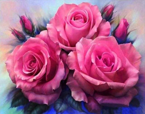 Broderie Diamant | Broderie Diamant - Trois Roses épanouies | animaux Broderie Animaux | FiguredArt