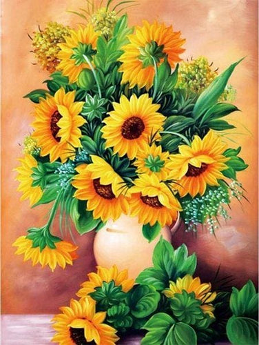 Broderie Diamant | Broderie Diamant - Vase de Tournesols | Broderie Fleurs fleurs | FiguredArt