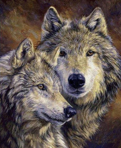 Broderie Diamant | Broderie Diamant - Visages de Loups | animaux Broderie Animaux lapins loups | FiguredArt