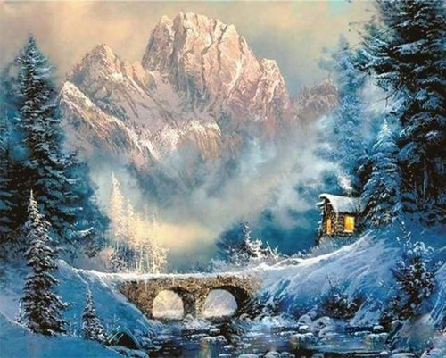 peinture par numéros | Cabane dans la Neige | complexe paysages | FiguredArt