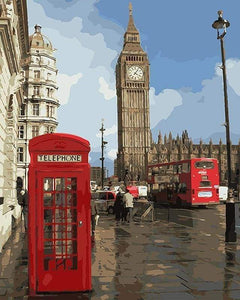 peinture par numéros | Cabine téléphonique à Londres | facile nouveautés ville | FiguredArt