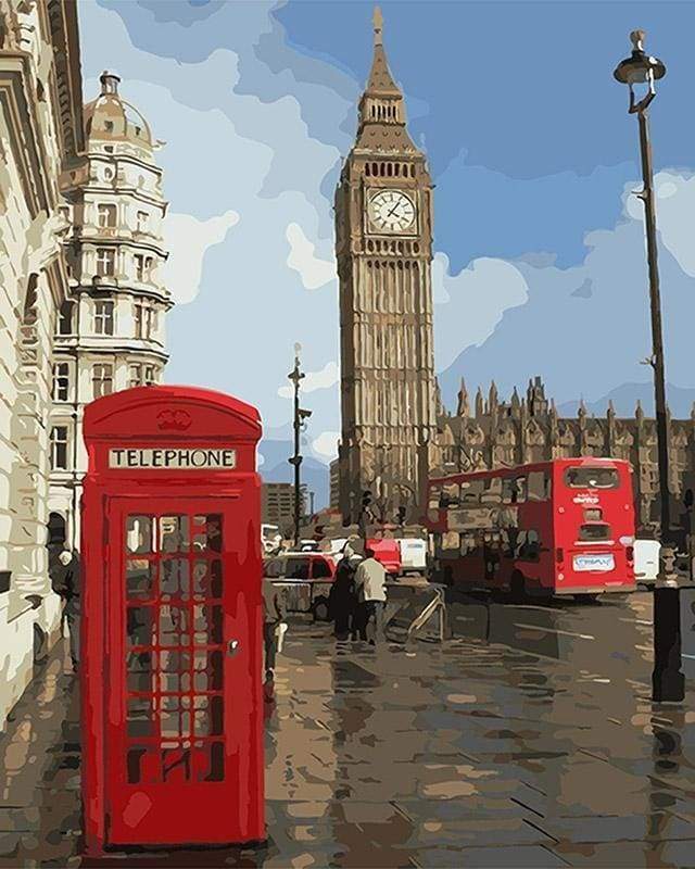 peinture par numéros | Cabine téléphonique à Londres | facile nouveautés ville | FiguredArt