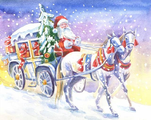 peinture par numéros | Calèche et Père Noël | Complexe, Noël | FiguredArt