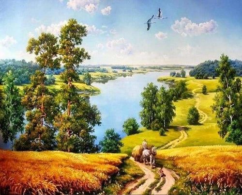 peinture par numéros | Campagne et Rivière | complexe paysages | FiguredArt