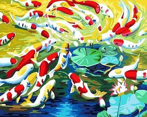 peinture par numéros | Carpes Koï et Nénuphars | animaux facile poissons | FiguredArt