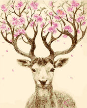 Charger l&#39;image dans la galerie, peinture par numéros | Cerf aux bois fleuris | animaux facile fleurs rennes et biches | FiguredArt