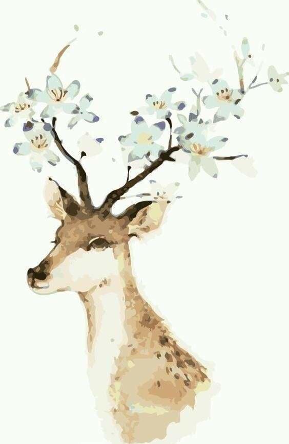 peinture par numéros | Cerf aux jolis bois fleuris | animaux facile rennes et biches | FiguredArt