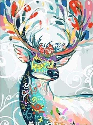 peinture par numéros | Cerf coloré romantique | animaux facile rennes et biches | FiguredArt