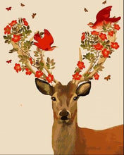 Charger l&#39;image dans la galerie, peinture par numéros | Cerf et Oiseaux | animaux facile rennes et biches | FiguredArt
