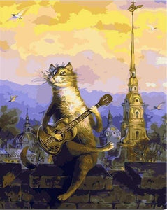 peinture par numéros | Chat avec guitare | animaux chats facile | FiguredArt