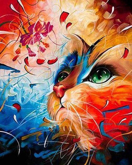peinture par numéros | Chat coloré | animaux chats complexe | FiguredArt