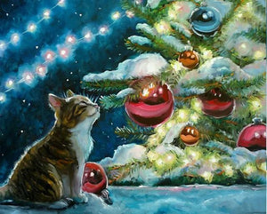 peinture par numéros | Chat et Boules de Noel | animaux, chats, Complexe, Noël | FiguredArt