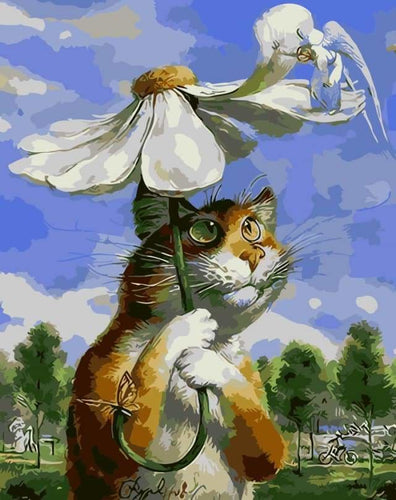peinture par numéros | Chat et Marguerite | animaux chats facile fleurs | FiguredArt