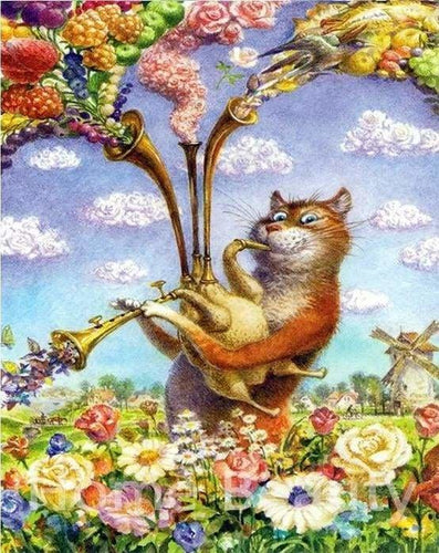 peinture par numéros | Chat et Trompette | animaux chats intermédiaire | FiguredArt