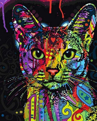 peinture par numéros | Chat Fractal Moderne | animaux chats intermédiaire Pop Art | FiguredArt