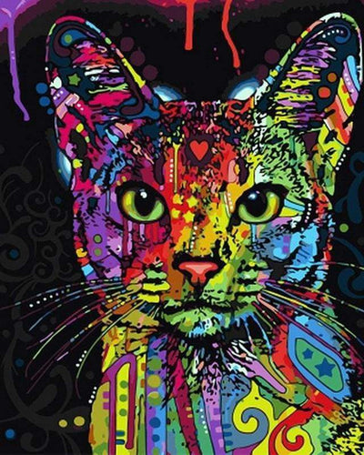 peinture par numéros | Chat Fractal Moderne | animaux chats intermédiaire Pop Art | FiguredArt