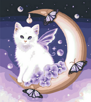 peinture par numéros | Chat sur le croissant de lune | animaux, chats, Facile | FiguredArt