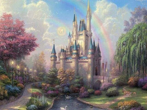 peinture par numéros | Château et Arc en Ciel | complexe paysages | FiguredArt