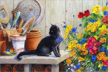 Charger l&#39;image dans la galerie, peinture par numéros | Chaton dans le Jardin | animaux chats complexe fleurs | FiguredArt