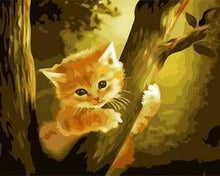 Charger l&#39;image dans la galerie, peinture par numéros | Chaton perché | animaux arbres chats facile | FiguredArt