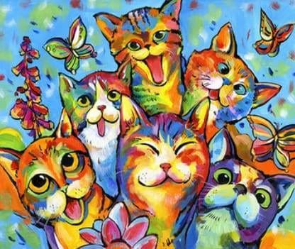 peinture par numéros | Chats heureux | animaux chats complexe | FiguredArt