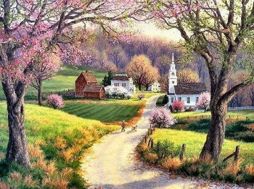 peinture par numéros | Chemin conduisant au Village | complexe paysages | FiguredArt